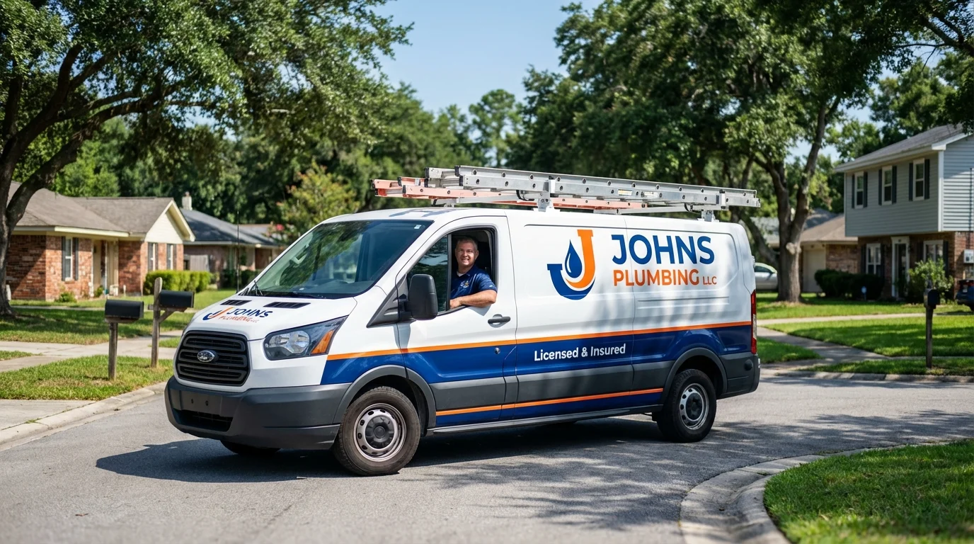 Johns Plumbing LLC service van in Hart, MI