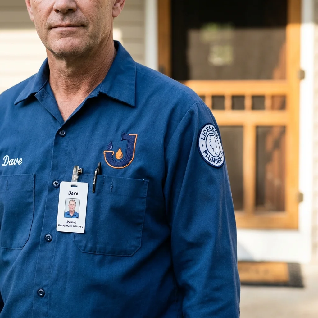 Licensed plumber showing ID badge in Hart, MI