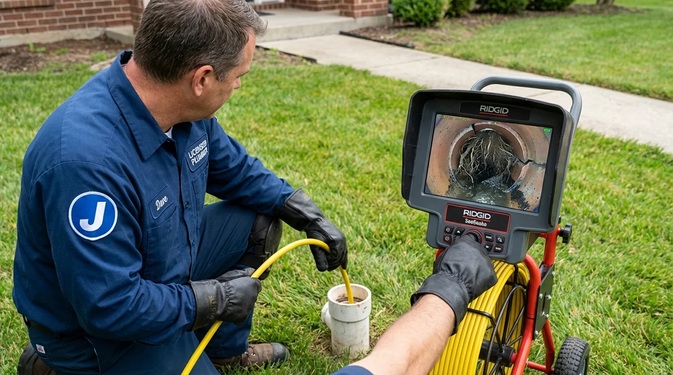 Sewer camera inspection being performed by Johns Plumbing LLC in Hart