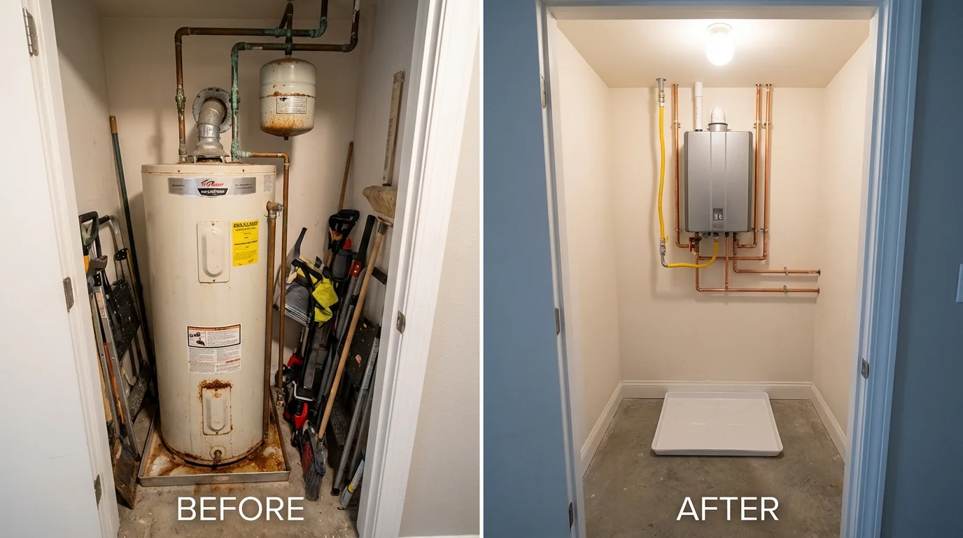 Tank water heater versus wall-mounted tankless unit comparison for Hart, MI homeowners