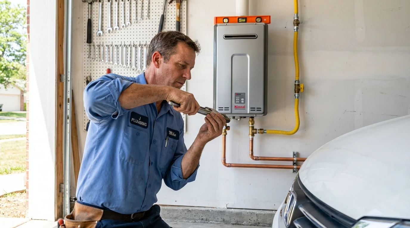 Tankless water heater installation by a Johns Plumbing LLC plumber in Hart